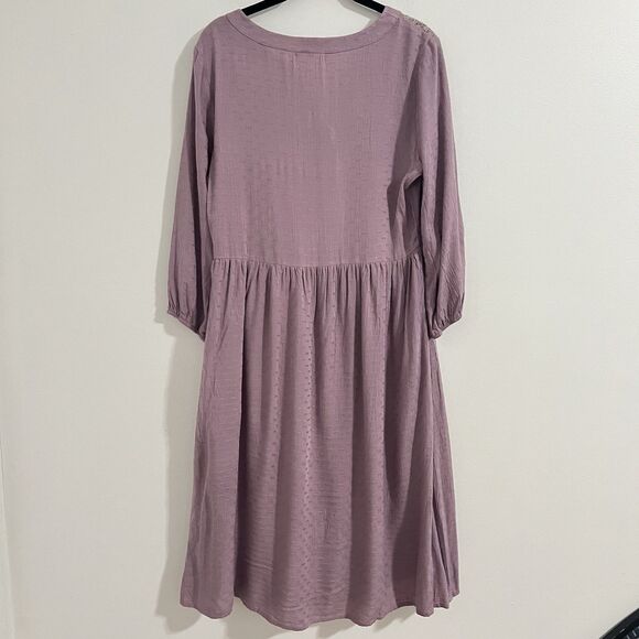 Bohme Shirt Midi Dress Small Lavender Lace Detail Button Down Boho Hippie Relax - Picture 3 of 7